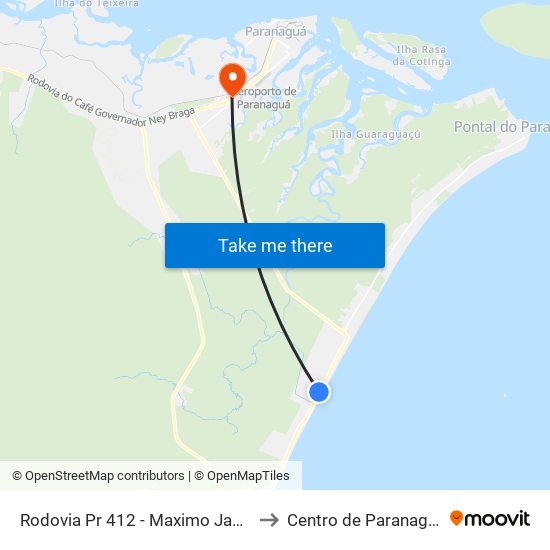 Rodovia Pr 412 - Maximo Jabur to Centro de Paranaguá map