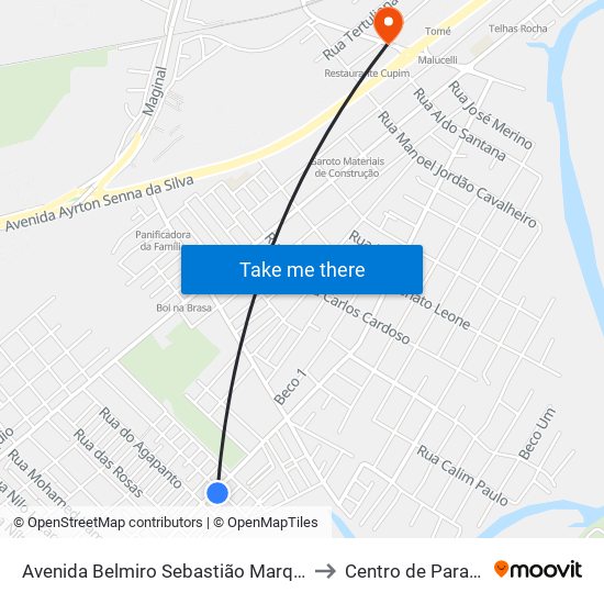 Avenida Belmiro Sebastião Marques, 1991 to Centro de Paranaguá map