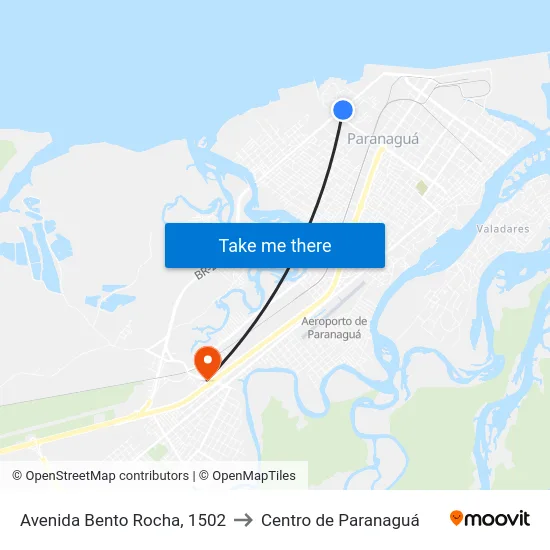 Avenida Bento Rocha, 1502 to Centro de Paranaguá map