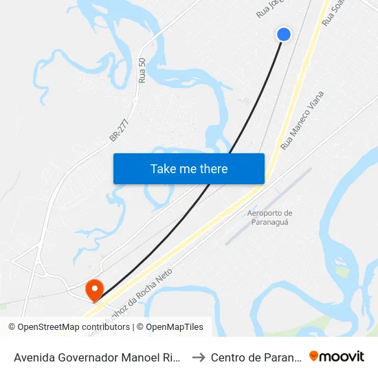 Avenida Governador Manoel Ribas, 404 to Centro de Paranaguá map