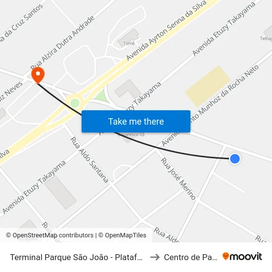 Terminal Parque São João - Plataforma Madrugueiro to Centro de Paranaguá map