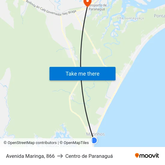 Avenida Maringa, 866 to Centro de Paranaguá map