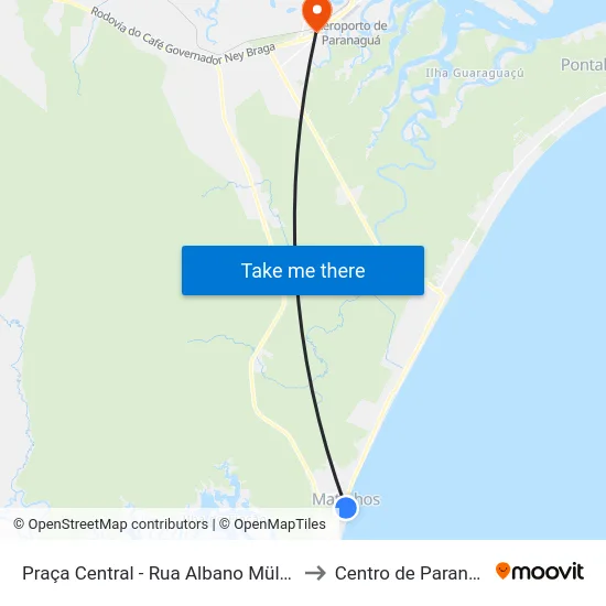 Praça Central - Rua Albano Müller 269 to Centro de Paranaguá map
