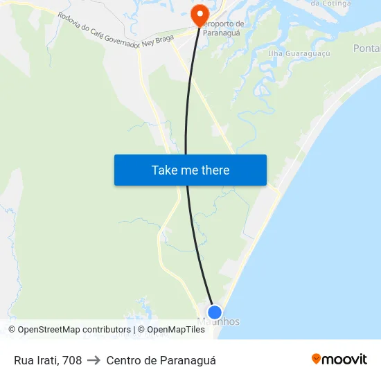 Rua Irati, 708 to Centro de Paranaguá map