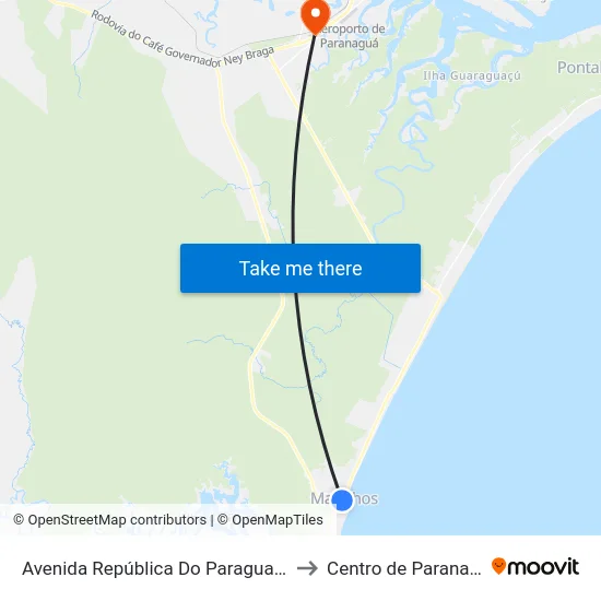 Avenida República Do Paraguai, 165 to Centro de Paranaguá map