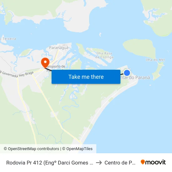 Rodovia Pr 412 (Engº Darci Gomes De Morais) - Km 66 to Centro de Paranaguá map