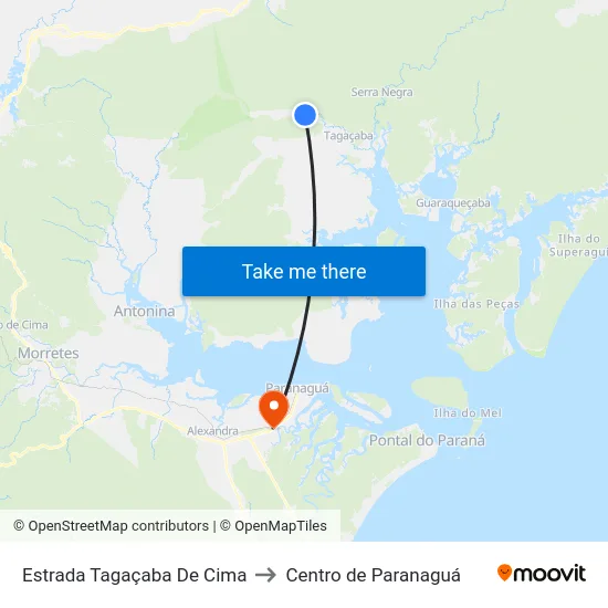 Estrada Tagaçaba De Cima to Centro de Paranaguá map