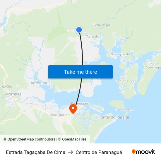 Estrada Tagaçaba De Cima to Centro de Paranaguá map