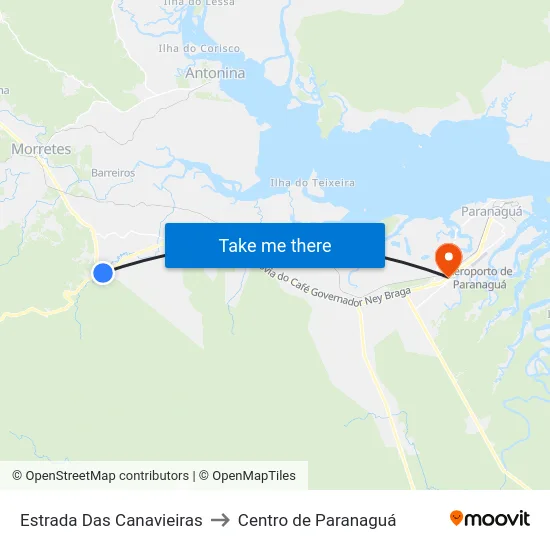 Estrada Das Canavieiras to Centro de Paranaguá map