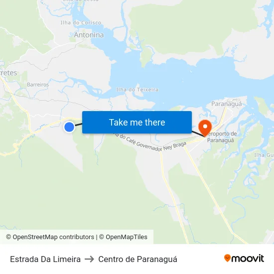Estrada Da Limeira to Centro de Paranaguá map