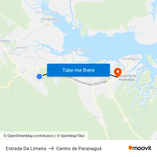 Estrada Da Limeira to Centro de Paranaguá map