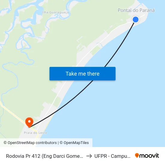 Rodovia Pr 412 (Eng Darci Gomes De Moraes), 524 to UFPR - Campus Marissol map