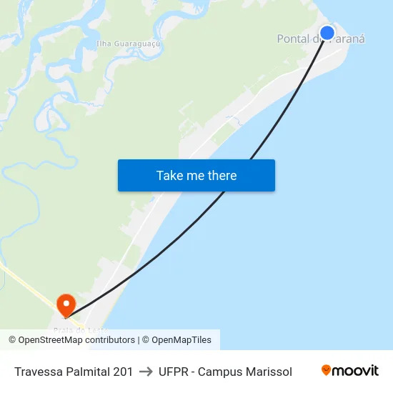 Travessa Palmital 201 to UFPR - Campus Marissol map