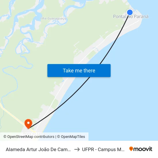 Alameda Artur João De Campos 503 to UFPR - Campus Marissol map