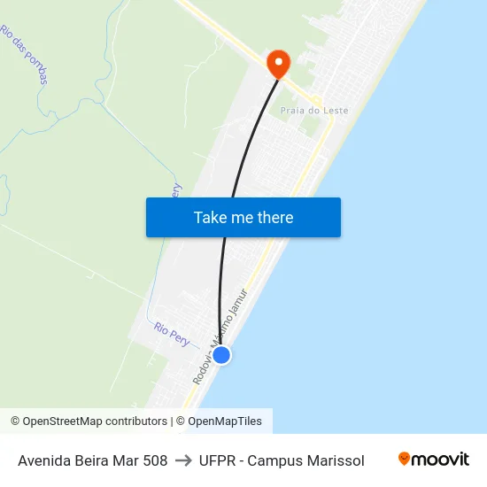 Avenida Beira Mar 508 to UFPR - Campus Marissol map