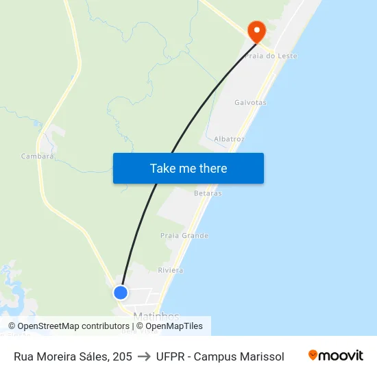 Rua Moreira Sáles, 205 to UFPR - Campus Marissol map
