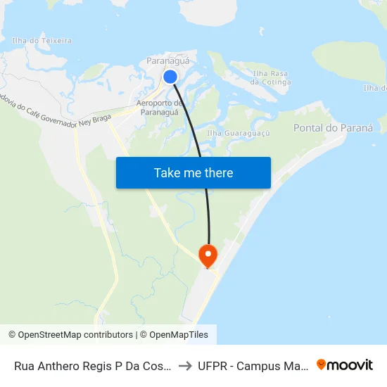 Rua Anthero Regis P Da Costa, 490 to UFPR - Campus Marissol map