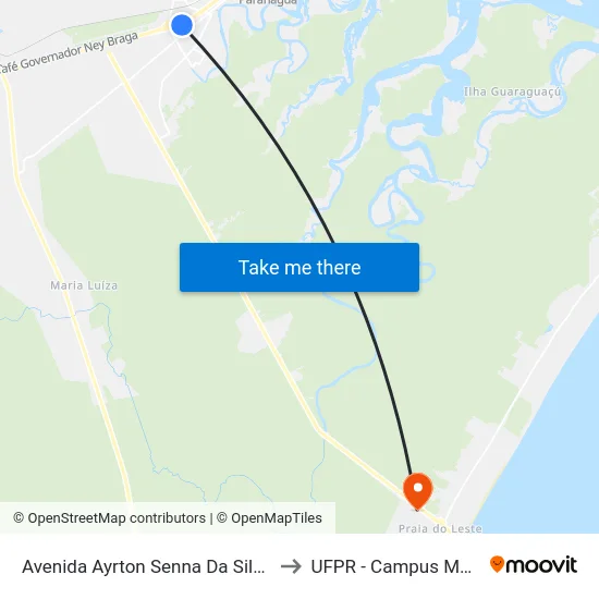 Avenida Ayrton Senna Da Silva, 1000 to UFPR - Campus Marissol map