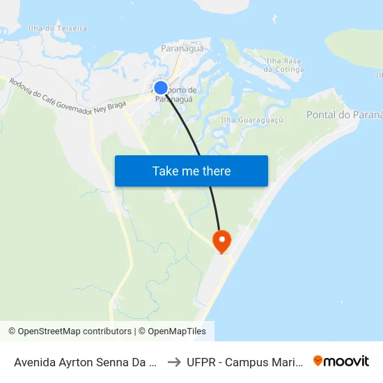 Avenida Ayrton Senna Da Silva to UFPR - Campus Marissol map