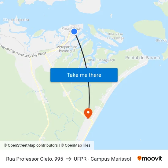 Rua Professor Cleto, 995 to UFPR - Campus Marissol map