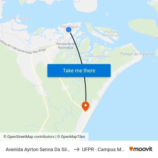 Avenida Ayrton Senna Da Silva, 1755 to UFPR - Campus Marissol map