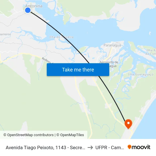 Avenida Tiago Peixoto, 1143 - Secretária De Planejamento E Obras to UFPR - Campus Marissol map