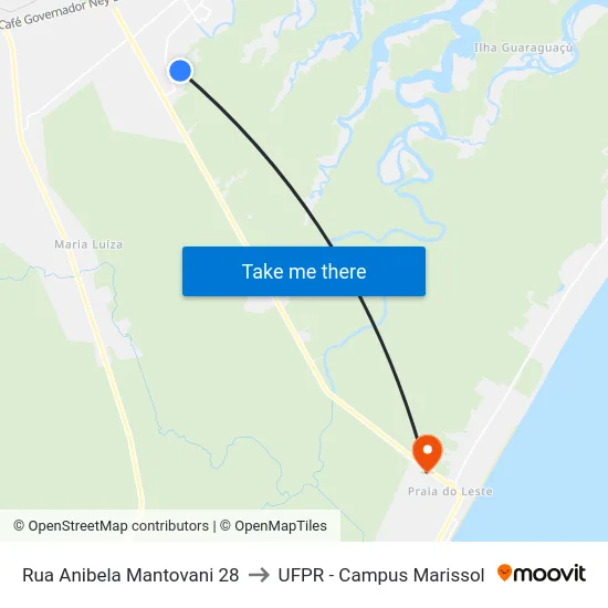 Rua Anibela Mantovani 28 to UFPR - Campus Marissol map