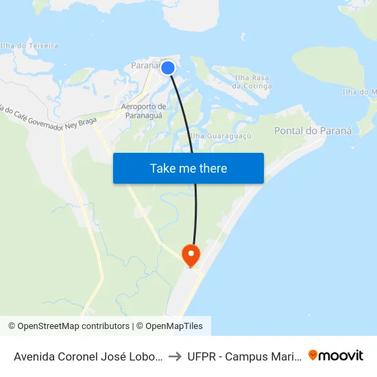 Avenida Coronel José Lobo, 711 to UFPR - Campus Marissol map