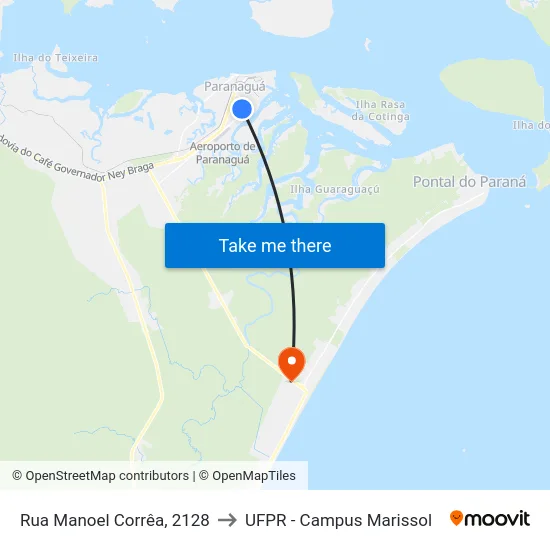 Rua Manoel Corrêa, 2128 to UFPR - Campus Marissol map