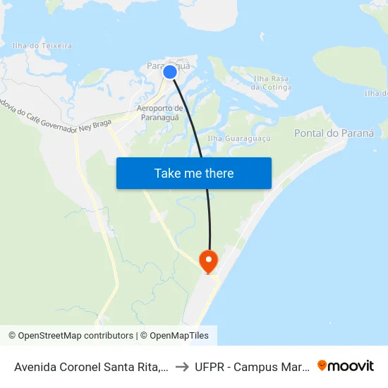 Avenida Coronel Santa Rita, 1322 to UFPR - Campus Marissol map