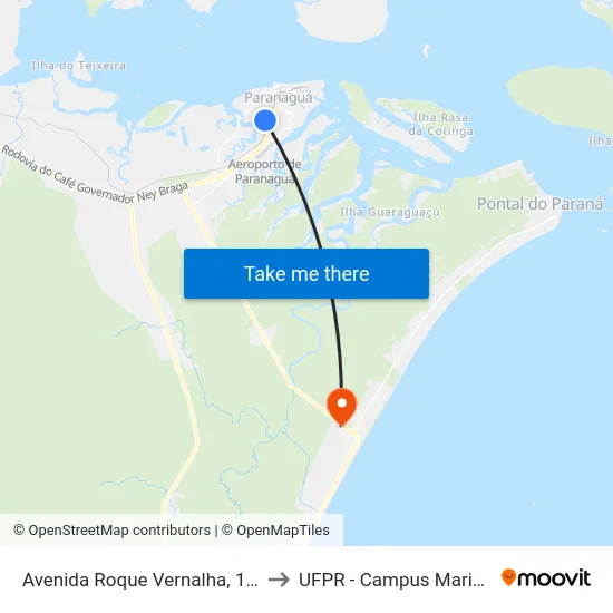 Avenida Roque Vernalha, 1293 to UFPR - Campus Marissol map