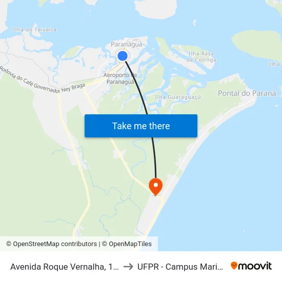 Avenida Roque Vernalha, 1275 to UFPR - Campus Marissol map