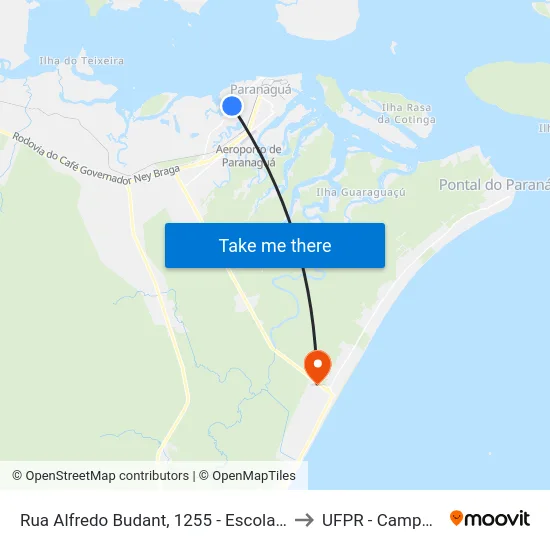 Rua Alfredo Budant, 1255 - Escola Hugo Pereira Correia to UFPR - Campus Marissol map