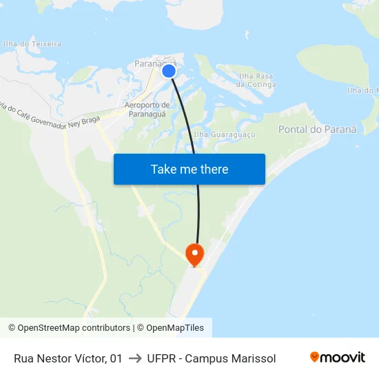 Rua Nestor Víctor, 01 to UFPR - Campus Marissol map