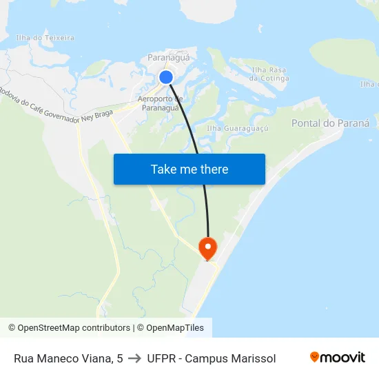 Rua Maneco Viana, 5 to UFPR - Campus Marissol map
