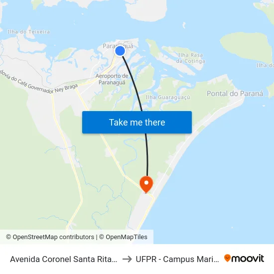 Avenida Coronel Santa Rita, 850 to UFPR - Campus Marissol map
