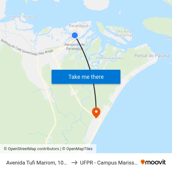 Avenida Tufi Marrom, 1066 to UFPR - Campus Marissol map