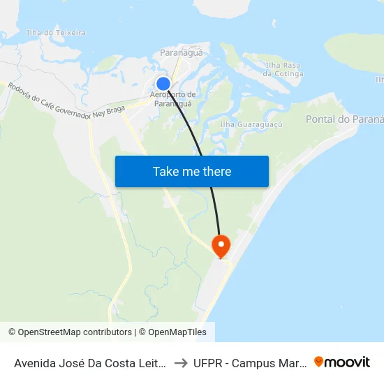 Avenida José Da Costa Leite, 533 to UFPR - Campus Marissol map