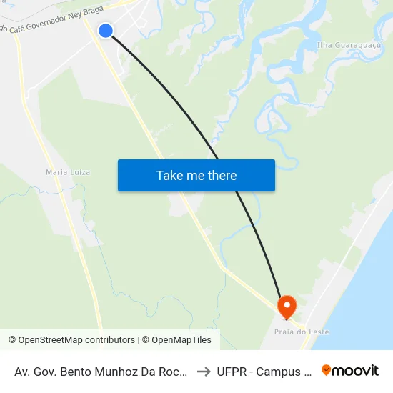 Av. Gov. Bento Munhoz Da Rocha Neto, 6187 to UFPR - Campus Marissol map