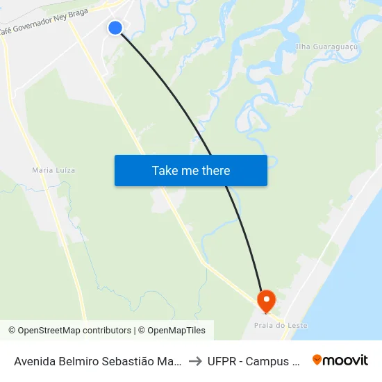 Avenida Belmiro Sebastião Marques, 1796 to UFPR - Campus Marissol map