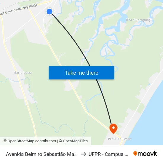 Avenida Belmiro Sebastião Marques, 1708 to UFPR - Campus Marissol map