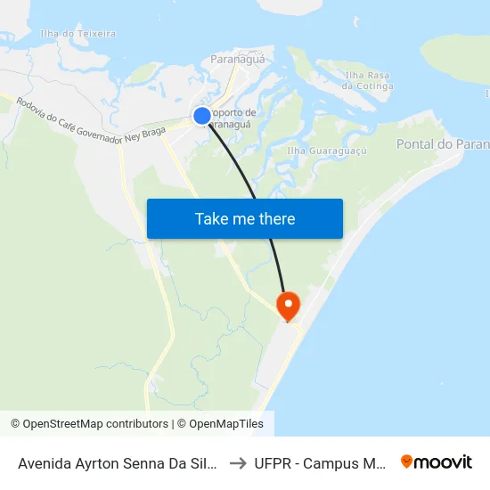 Avenida Ayrton Senna Da Silva, 6280 to UFPR - Campus Marissol map
