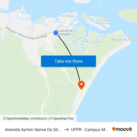 Avenida Ayrton Senna Da Silva, 6875 to UFPR - Campus Marissol map
