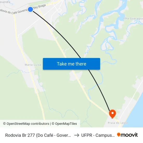 Rodovia Br 277 (Do Café - Governador Ney Braga) to UFPR - Campus Marissol map