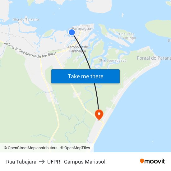 Rua Tabajara to UFPR - Campus Marissol map