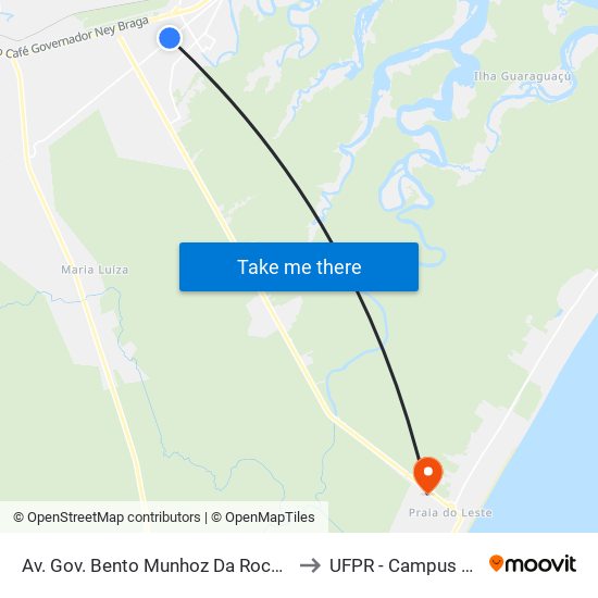 Av. Gov. Bento Munhoz Da Rocha Neto, 5088 to UFPR - Campus Marissol map