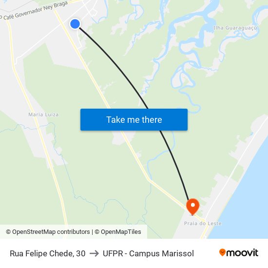 Rua Felipe Chede, 30 to UFPR - Campus Marissol map