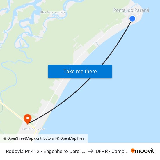 Rodovia Pr 412 - Engenheiro Darci Gomes De Morais, 17599 to UFPR - Campus Marissol map