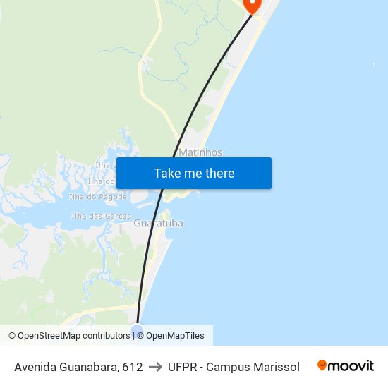 Avenida Guanabara, 612 to UFPR - Campus Marissol map