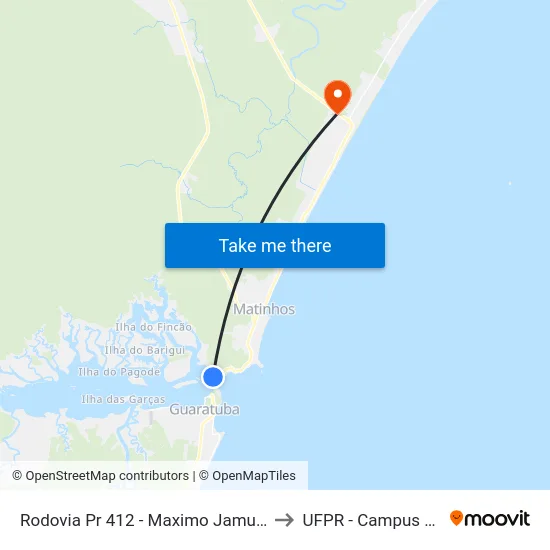 Rodovia Pr 412 - Maximo Jamur - Ferry Boat to UFPR - Campus Marissol map